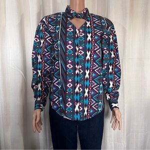 Kanyon Klub Vintage 90s Purple & Blue Western Shirt Sz M